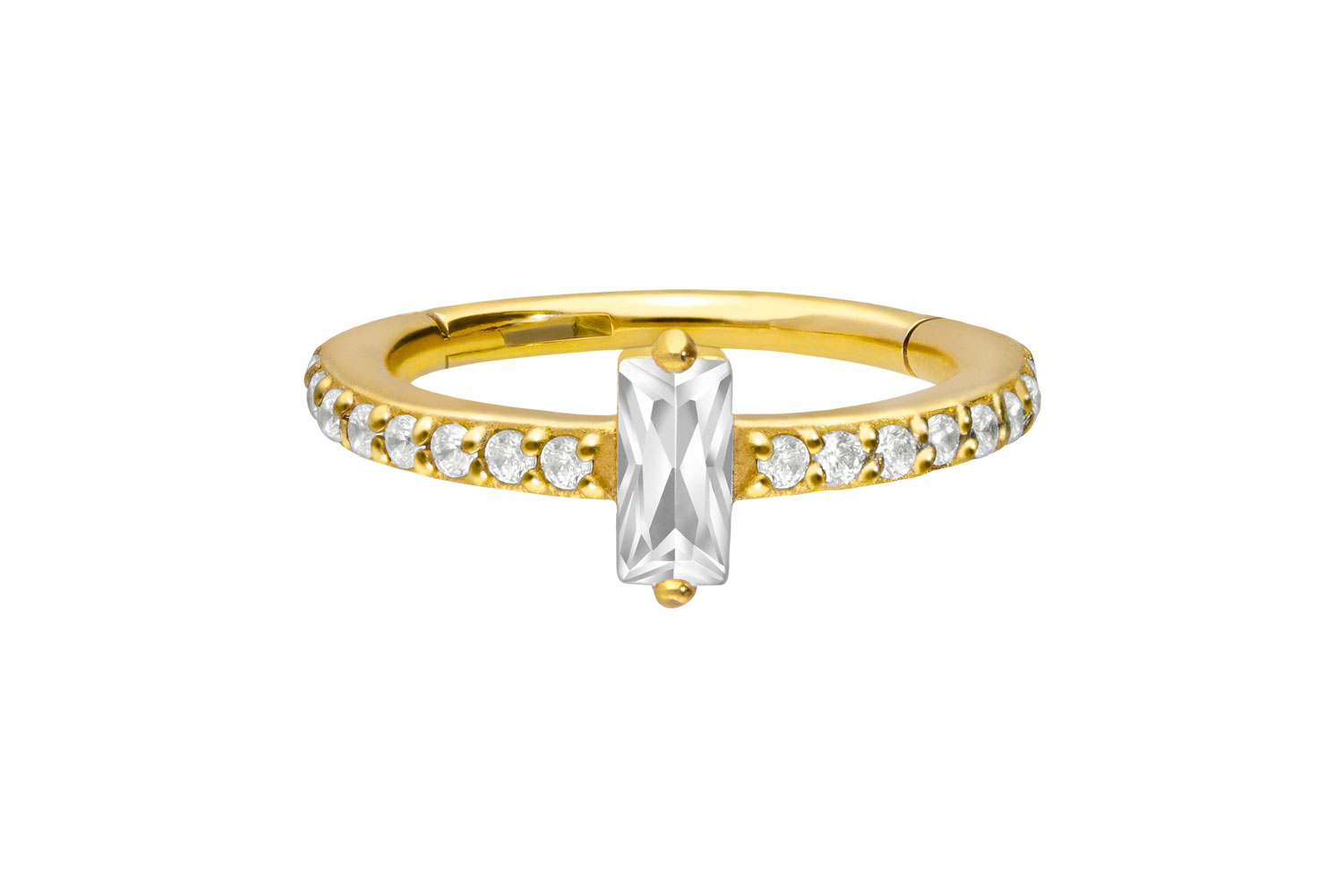 Chirurgenstahl Segmentring Clicker Piercing KRISTALLRECHTECK + EINGEFASSTE KRISTALLE